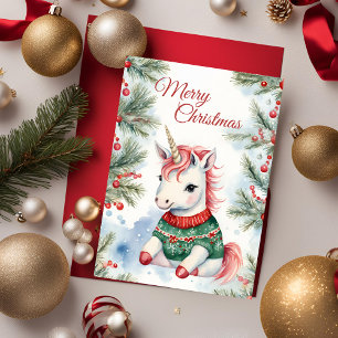 Carte Noël Unicorn voeux de Noël