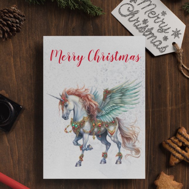 Carte Noël Vacances hiver Unicorne (Créateur téléchargé)