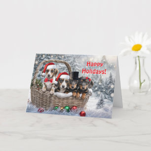 Carte Noël Vacances Salutations Cute Dachshund Chiots