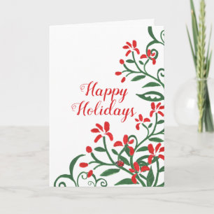 Carte Noël Vacances Simple Rouge Vert Floral Ladybug