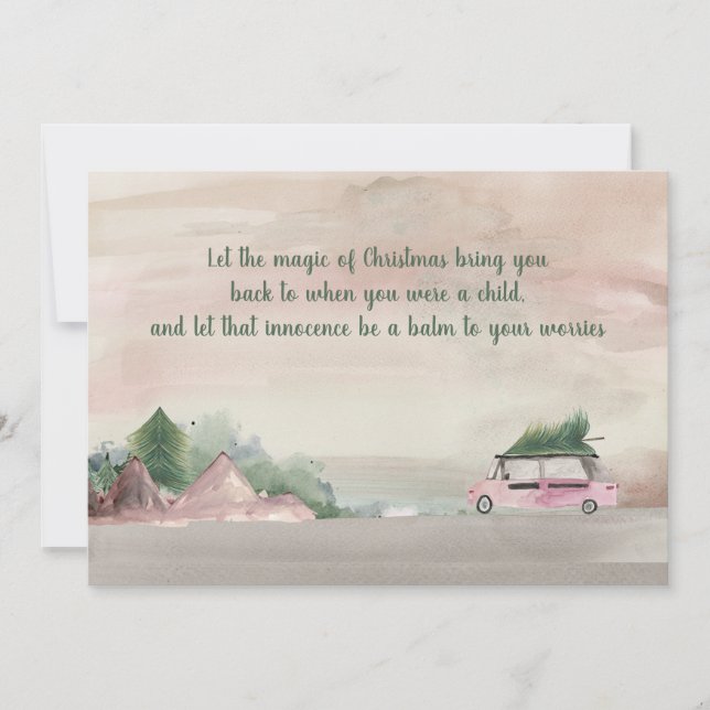 Carte Noël vert et prunes ramènent l'arbre (Devant)