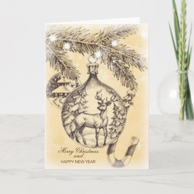 Carte Noël Vintage Joyeux (Devant)