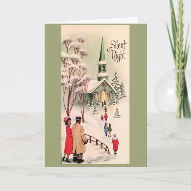 Carte Noël Vintage - Nuit Silencieuse, (Devant)