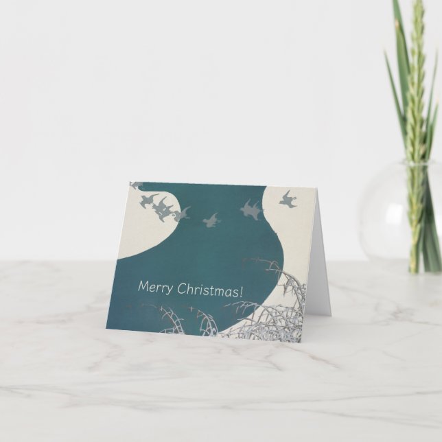 Carte Noël Vintage, Oiseaux d'Hiver (Devant)
