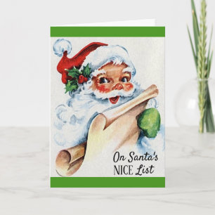 Carte Noël Vintage Père Noël Nice Liste