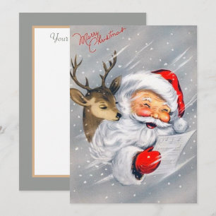 Carte Noël vintage rétro Père Noël