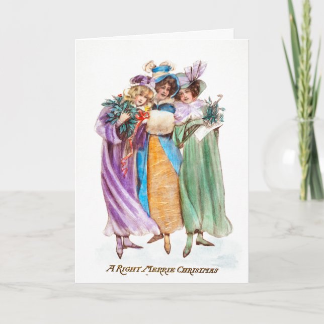 Carte Noël vintage trois dames (Devant)