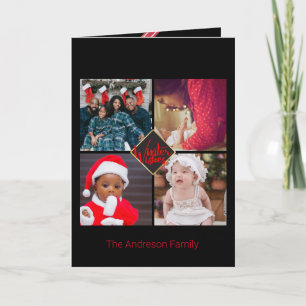 Carte Noël Voeux Amusants Famille Photo Collage