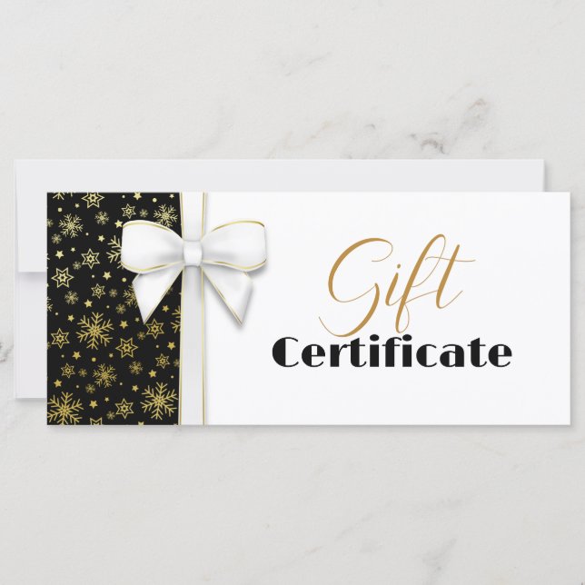 Carte Noël White Bow Black Luxe Snowflakes (Devant)