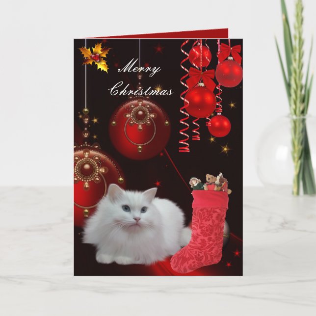 Carte Noël Xmas Chat (Devant)