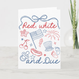 Carte Nœud Coquette Rouge Blanc Et Devant Accoucher 4 Ju