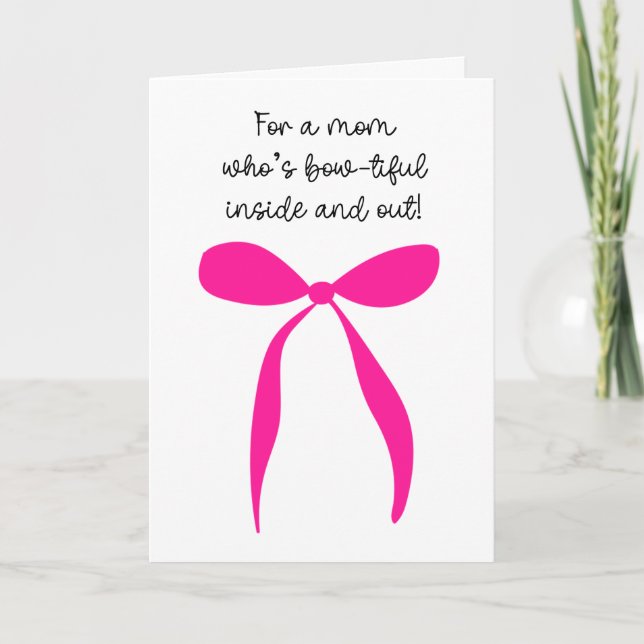 Carte Nœud rose vif pour la fête des mères (Devant)