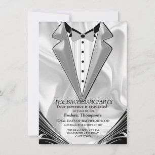 Carte Noir avec Argent sur Champagne Soie Bachelor Party