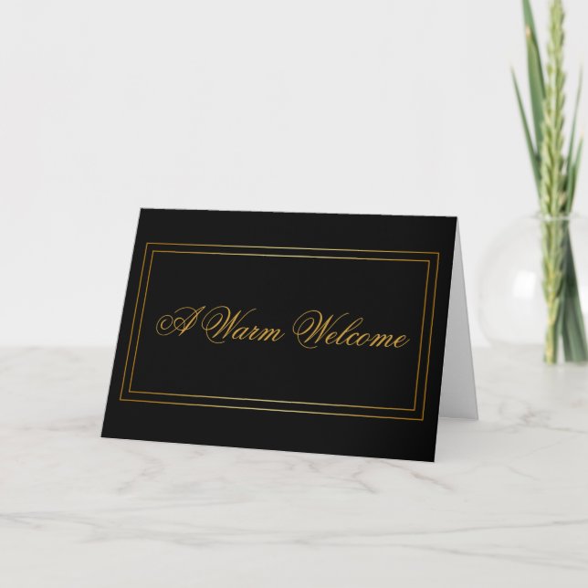 Carte Noir avec boîte rectangle or Bienvenue (Devant)