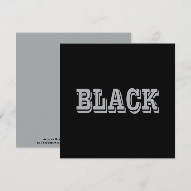 Carte Noir Avec Texte Gris Sur Couleur Solide Noir (Devant / Derrière)