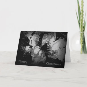 Carte Noir & Blanc de Noël avec décoration fleurie
