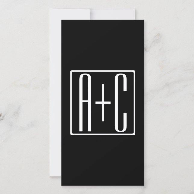 Carte Noir & Blanc | Initiales de couple (Devant)