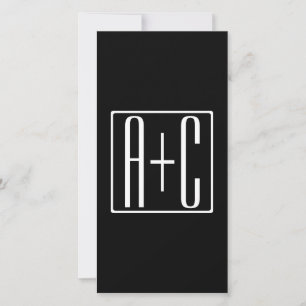 Carte Noir & Blanc Initiales de couple