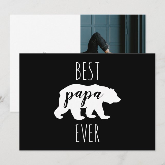 Carte Noir & Blanc moderne Meilleur Ours De Papa Jamais (Devant / Derrière)