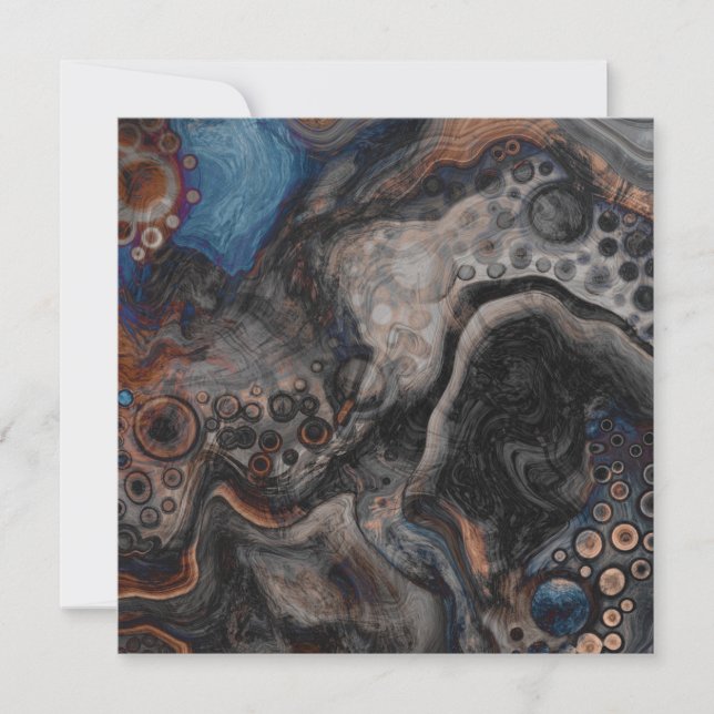 Carte Noir, Brown, gris et bleu Abstrait moderne (Devant)