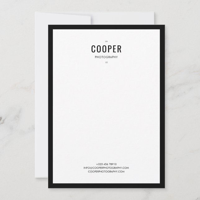 Carte Noir Chic Blanc Photographie Marque (Dos)