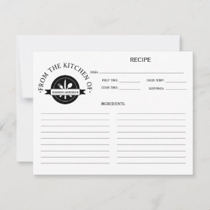 Carte Noir et blanc moderne de la cuisine de Recette