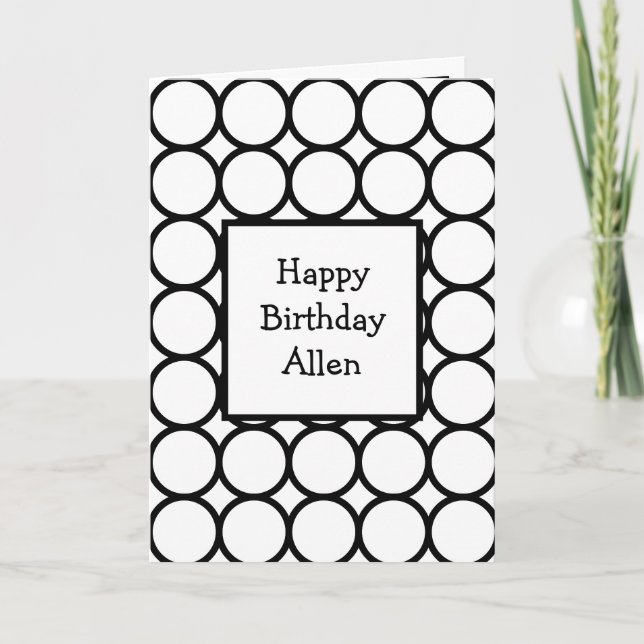 Carte Noir et blanc Moderne Personnalisé Joyeux Annivers (Devant)