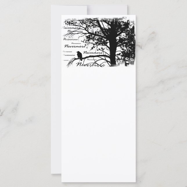 Carte Noir et blanc Nevermore Raven Silhouette (Devant)