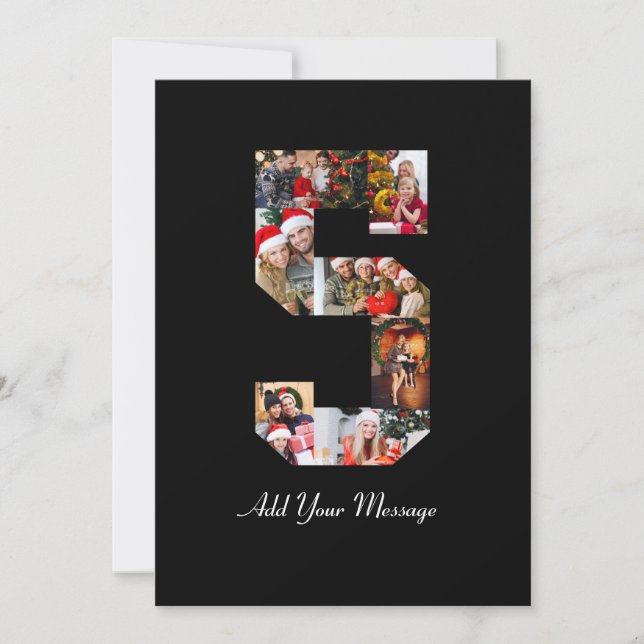 Carte Noir et blanc Numéro 5 Photo Collage (Devant)