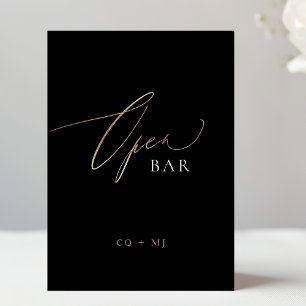 Carte Noir Gold Calligraphie 5 x 7 Mariage OUVERT Pannea