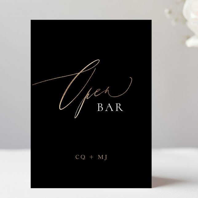 Carte Noir Gold Calligraphie 5 x 7 Mariage OUVERT Pannea (Créateur téléchargé)