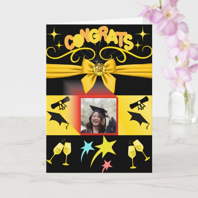 Carte Noir & Gold Congrats Étudiants de graduation moder (Orchidée)