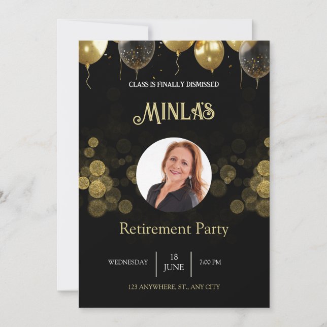 Carte Noir Gold Party de retraite personnalisée (Devant)