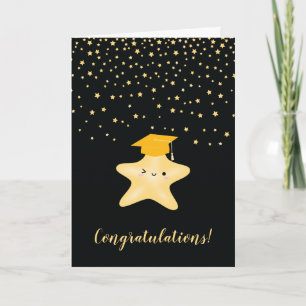 Carte Noir & Or Super Star Graduation Félicitations