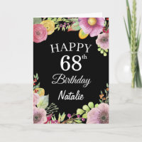 Carte noire 68th Birthday Watercolor Floral Flower