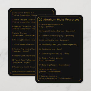 Carte noire Abraham Hicks LOA 22 Processes List