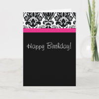 Carte noire blanche et rose damassé