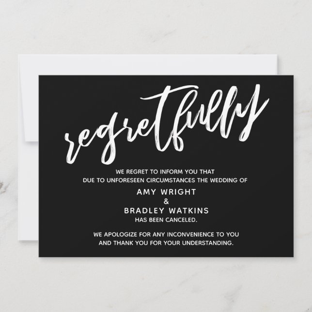 Carte noire de regret d'annulation de mariage simp (Devant)