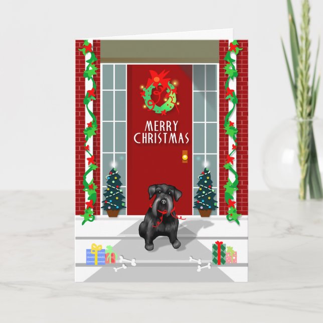 Carte noire de vacances de Joyeux Noël de chien de (Devant)