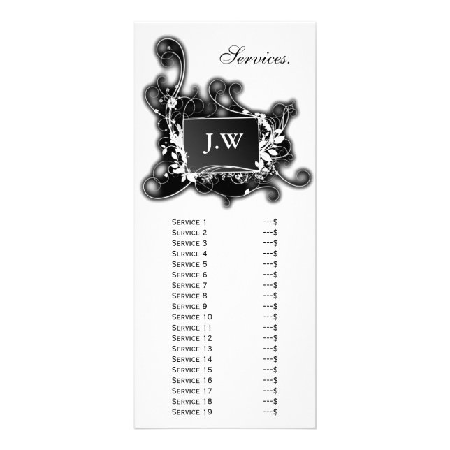 carte noire et blanche chic de support de services (Devant)