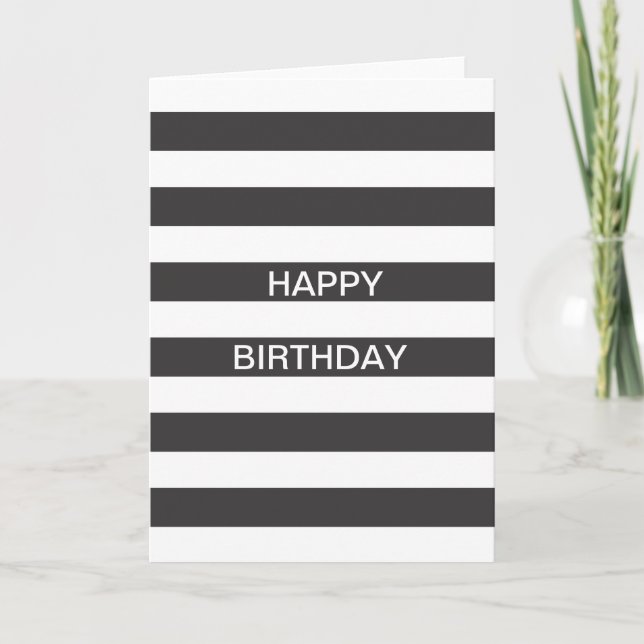 Carte noire et blanche de joyeux anniversaire de (Devant)