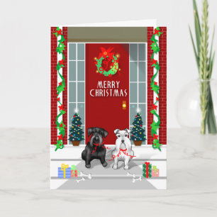 Carte noire et blanche de Joyeux Noël de Schnauzer
