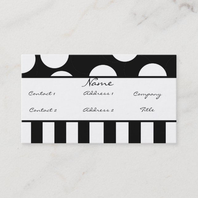 Carte noire et blanche de profil de point de polka (Devant)