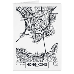 Carte noire et blanche de ville de Hong Kong,