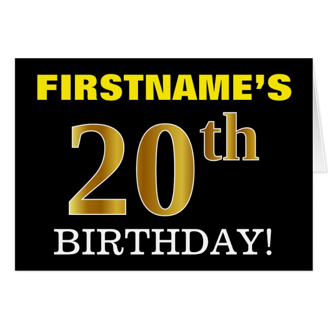 Carte noire et d'imitation de "20ème ANNIVERSAIRE" (Devant horizontal)