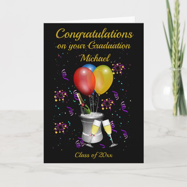 Carte noire pour la célébration de la graduation (Devant)