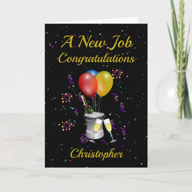 Carte noire pour la célébration du nouveau travail (Devant)