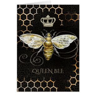 Carte noire vintage Queen Bee Royal Crown Honeycom