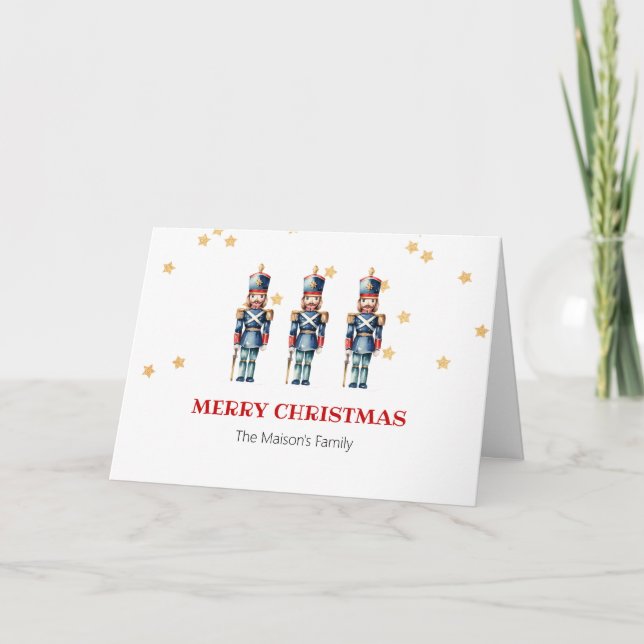 Carte Noisette rouge et bleu Joyeux Noël (Devant)