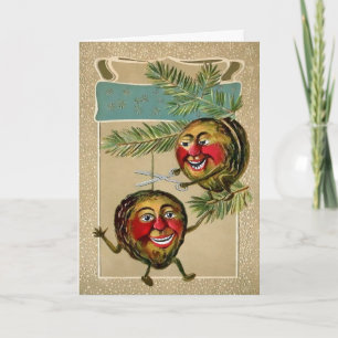 Carte Noix de Noël vintage